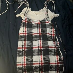 overall skirt with white dress included